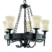 Searchlight Cartwheel 0815-5BK smeedijzeren kroonluchter