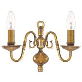 Searchlight Flemish 1019-2AB antiek messing wandlamp