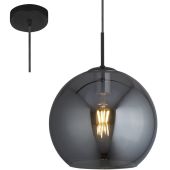 Searchlight Amsterdam 1031-1SM zwart rookglazen hanglamp