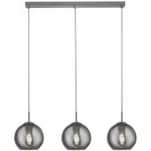 Searchlight Balls 1033-3SM hanglamp met drie rookglazen kappen