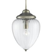 Searchlight Moscow 1091AB antiek bronzen hanglamp met ribbelglas