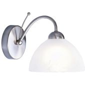 Searchlight Milanese 1131-1SS staal kleurige wandlamp met albast glas