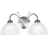 Searchlight Milanese 1132-2SS staal kleurige wandlamp met albast glas