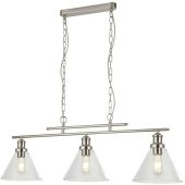 Searchlight Pyramid 1277-3SS staal kleurige hanglamp met helder glas