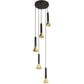 Searchlight Signal 13611-5BGO zwart met goud kleurige hanglamp