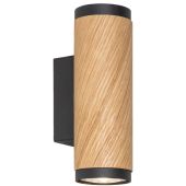 Elobra Bolivia 140109 zwart metalen wandlamp met eikenhout