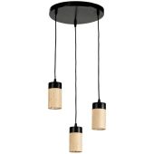 Britop Annick 1419304R zwarte hanglamp met eikenhouten kapjes
