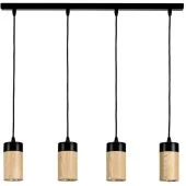 Britop Annick 1419404 zwarte hanglamp met eikenhouten kapjes