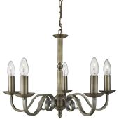 Searchlight Richmond 1505-5AB antiek bronzen vijf lichts kroonluchter