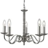 Searchlight Richmond 1505-5SS mat stalen vijf lichts kroonluchter