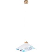 Britop Hattu Floral 1614619174 hanglamp van wit textiel met blauwe boemenprint