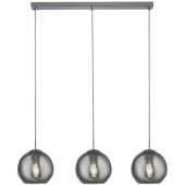 Searchlight Balls 1623-3SM hanglamp met drie rookglazen kappen