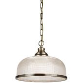 Searchlight Bistro 1682AB bronzen hanglamp met holofaan glas