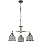 Searchlight Bistro 1683-3AB antiek bronzen kroonluchter met holofaan glas