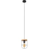 Britop Netuno 184159104 zwarte hanglamp met eikenhout