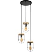 Britop Netuno 184159304R zwarte hanglamp met eikenhout