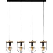 Britop Netuno 184159404 zwart met eikenhouten hanglamp