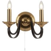 Searchlight Belfry 1842-2BZ brons met bruin metalen wandlamp