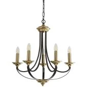 Searchlight Belfry 1845-5BZ bronzen hanglamp met bruin metalen armen