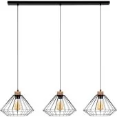 Britop Raquelle 187119304 zwarte hanglamp met eikenhout