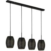 Searchlight Macbeth 19231-4BGO zwarte met laser uitgesneden metalen hanglamp