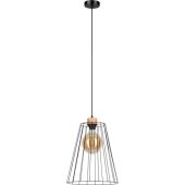 Britop Swan 19319104 hanglamp van zwart metaaldraad en eikenhout