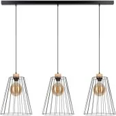 Britop Swan 19319304 hanglamp van zwart metaaldraad met eikenhout