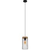 Britop Timeo 19619104 zwarte hanglamp met eikenhout