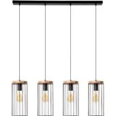 Britop Timeo 19619404 zwarte hanglamp met eikenhout