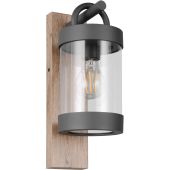 Trio Sambesi 204160135 antraciet wandlamp met houtprint