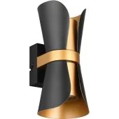 Trio Coat 218600280 zwart met goud kleurige wandlamp
