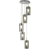 Searchlight Duo 2305-5SM rookglazen hanglamp