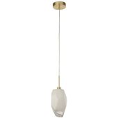 Searchlight Rocky 23141-1SB messing hanglamp met wit geborsteld glas