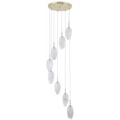 Searchlight Rocky 23147-8SB hanglamp met geborsteld wit glas