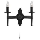 Searchlight Cartwheel 2422-2BK smeedijzeren wandlamp