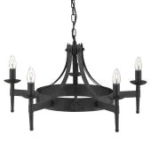 Searchlight Cartwheel 2425-5BK smeedijzeren kroonluchter