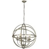 Searchlight Orbit 2476-6AB antiek bronzen kroonluchter
