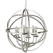 Searchlight Orbit 2476-6SS staal kleurige kroonluchter
