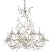 Searchlight Almandite 24912-12CR goud crèmekleurige kroonluchter met kristal