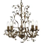 Searchlight Almandite 2495-5BR goudbruine kroonluchter met kristal