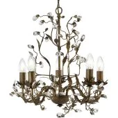 Searchlight Almandite 2495-5BR goudbruine kroonluchter met kristal