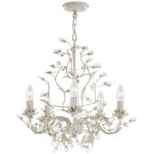 Searchlight Almandite 2495-5CR goud cremekleurige kroonluchter met kristal