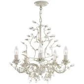 Searchlight Almandite 2495-5CR goud cremekleurige kroonluchter met kristal