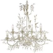 Searchlight Almandite 2498-8CR goud crèmekleurige kroonluchter met kristal