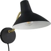 Trio Traveller 263470180 zwart met goudkleurige wandlamp