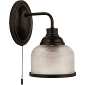 Searchlight Highworth 2671-1BK zwarte wandlamp met holofaan glas