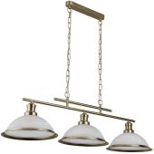 Searchlight Bistro 2683-3AB antiek bronzen hanglamp met albast glas