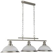 Searchlight Bistro 2683-3SS staal kleurige hanglamp met albast glas
