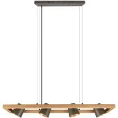 Trio Bell 301900467 Antiek stalen hanglamp met hout