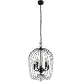 Searchlight Shower 30216-5BK zwarte kroonluchter met kristalglas